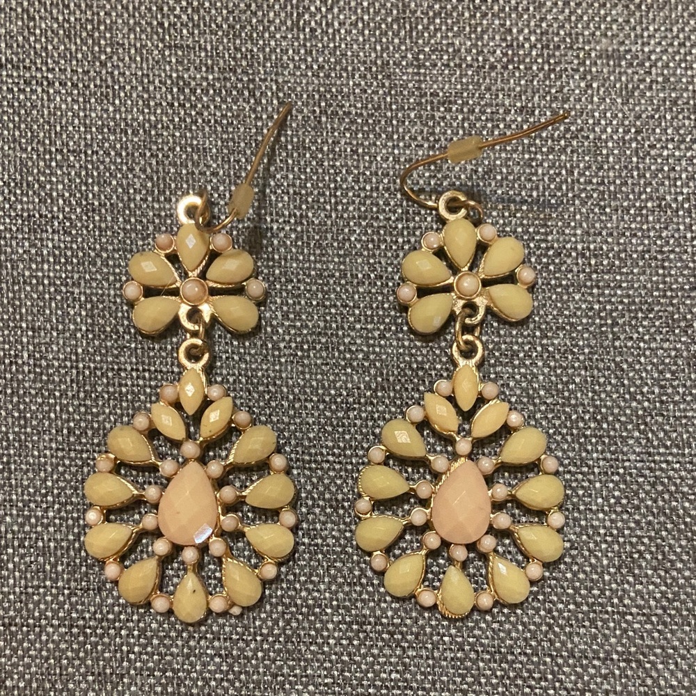 Baby Yellow/Cream and Peach Earrings